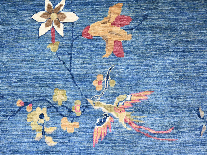 9'11" x 13'8" New Hand Knotted Blue Wool Rectangle Oriental Rug - MOA10222353