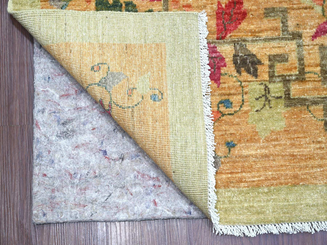 9'11" x 13'9" New Hand Knotted Green Wool Rectangle Oriental Rug - MOA10222354