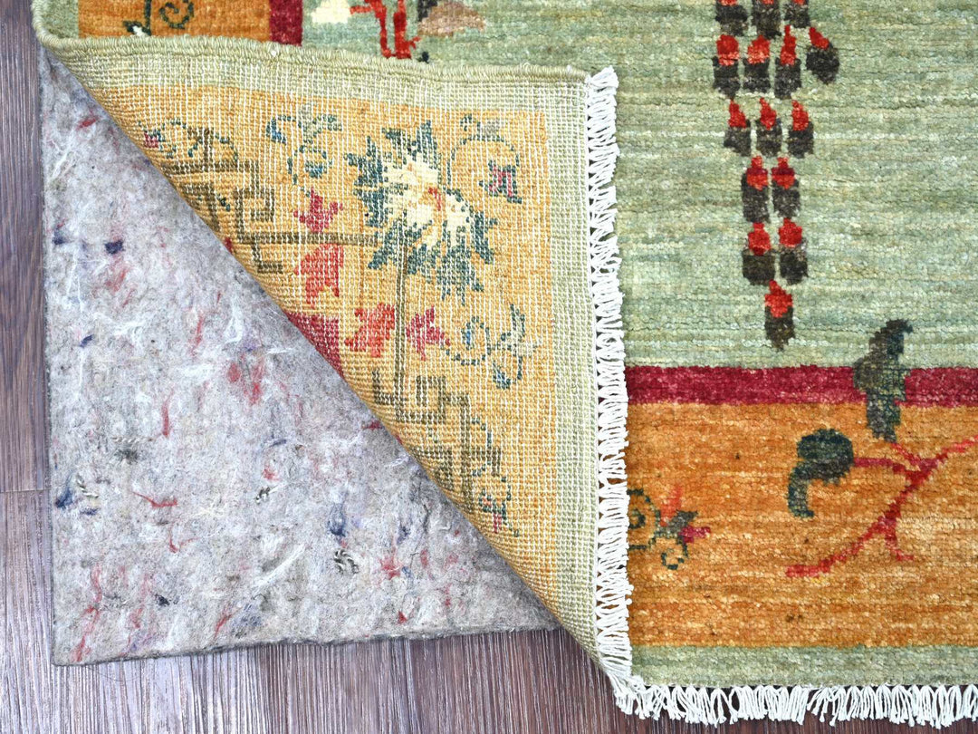 3'2" x 4'9" New Hand Knotted Green Wool Rectangle Oriental Rug - MOA10222357