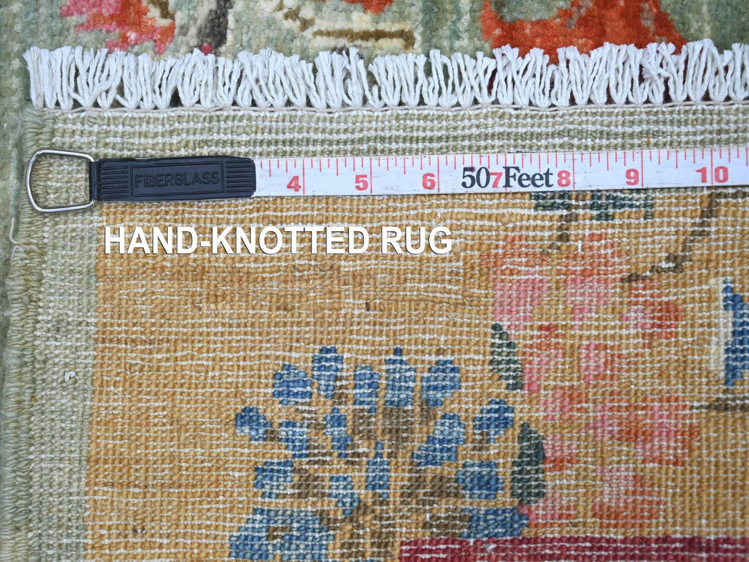 3'2" x 4'9" New Hand Knotted Green Wool Rectangle Oriental Rug - MOA10222357