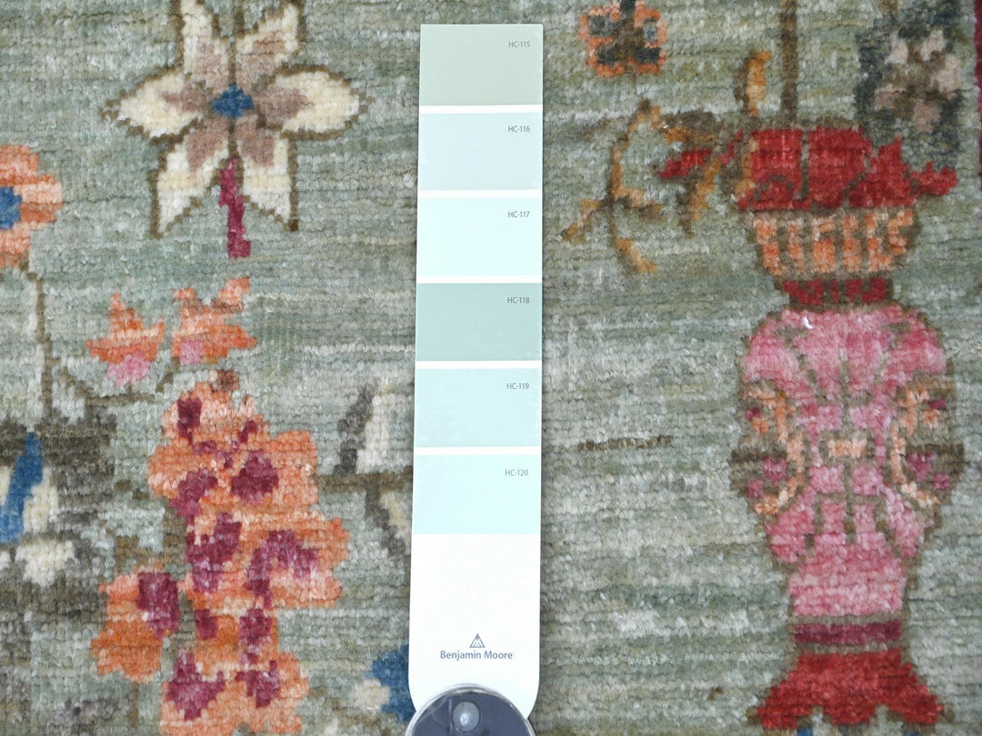 2'2" x 3'0" New Hand Knotted Green Wool Rectangle Oriental Rug - MOA10222358