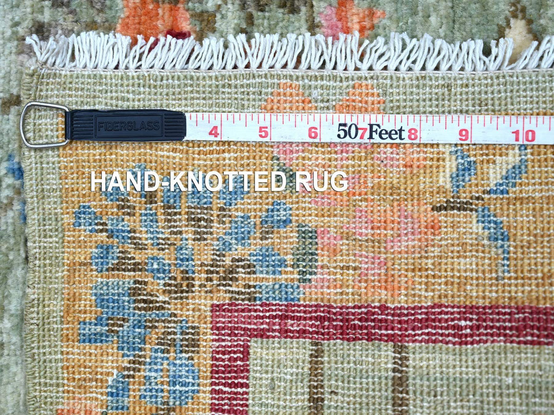 2'2" x 3'0" New Hand Knotted Green Wool Rectangle Oriental Rug - MOA10222358