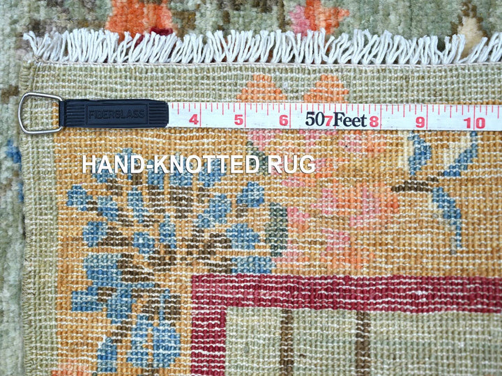 2'2" x 3'0" New Hand Knotted Green Wool Rectangle Oriental Rug - MOA10222358