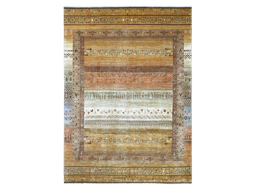 9'10" x 13'7" New Hand Knotted Brown Wool Rectangle Oriental Rug - MOA10222360