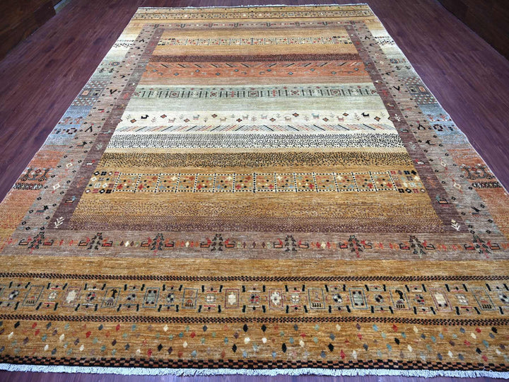 9'10" x 13'7" New Hand Knotted Brown Wool Rectangle Oriental Rug - MOA10222360