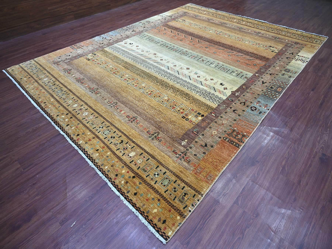 9'10" x 13'7" New Hand Knotted Brown Wool Rectangle Oriental Rug - MOA10222360