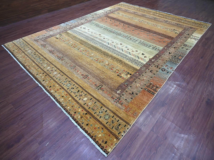9'10" x 13'7" New Hand Knotted Brown Wool Rectangle Oriental Rug - MOA10222360