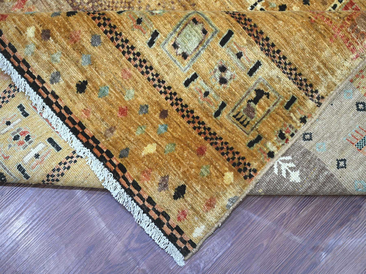 9'10" x 13'7" New Hand Knotted Brown Wool Rectangle Oriental Rug - MOA10222360