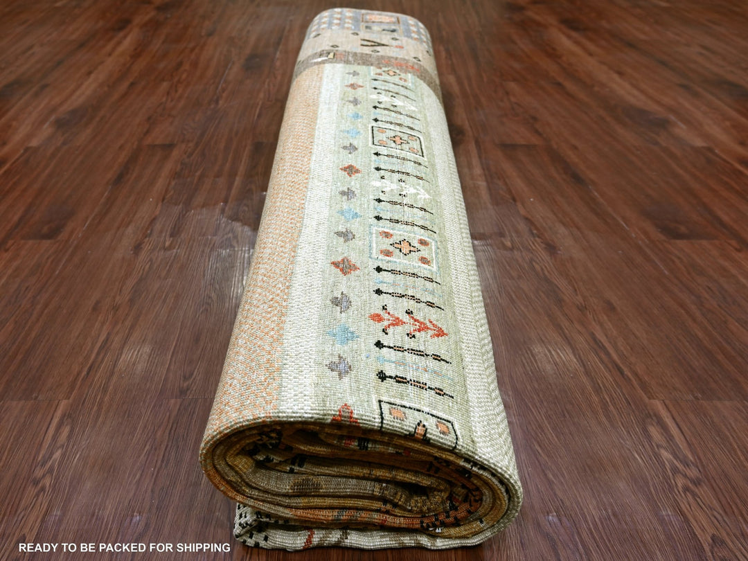 9'10" x 13'7" New Hand Knotted Brown Wool Rectangle Oriental Rug - MOA10222360