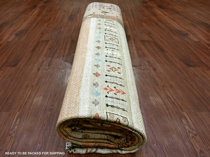 9'10" x 13'7" New Hand Knotted Brown Wool Rectangle Oriental Rug - MOA10222360