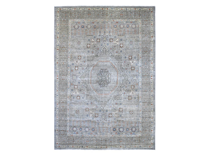 9'9" x 13'11" New Hand Knotted Grey Wool Rectangle Oriental Rug - MOA10222362