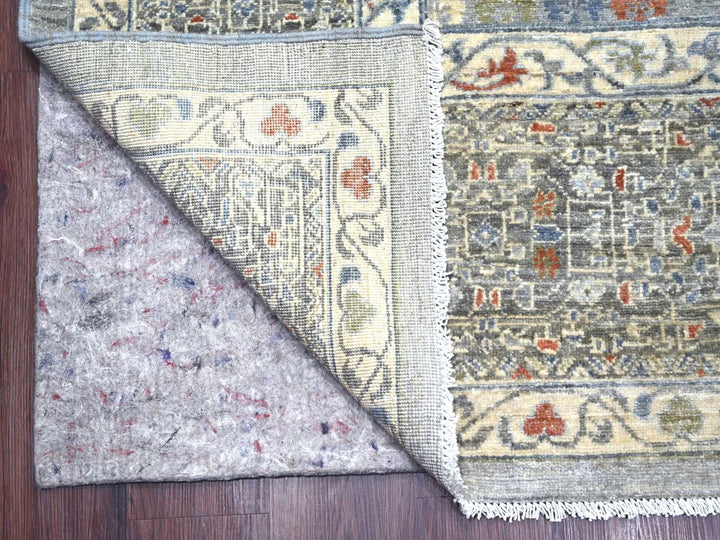 9'9" x 13'11" New Hand Knotted Grey Wool Rectangle Oriental Rug - MOA10222362