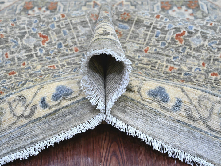 9'9" x 13'11" New Hand Knotted Grey Wool Rectangle Oriental Rug - MOA10222362