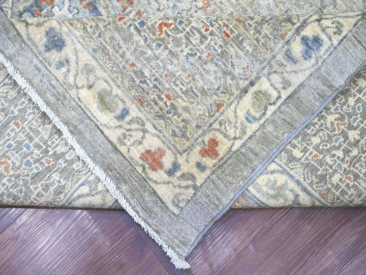 9'9" x 13'11" New Hand Knotted Grey Wool Rectangle Oriental Rug - MOA10222362