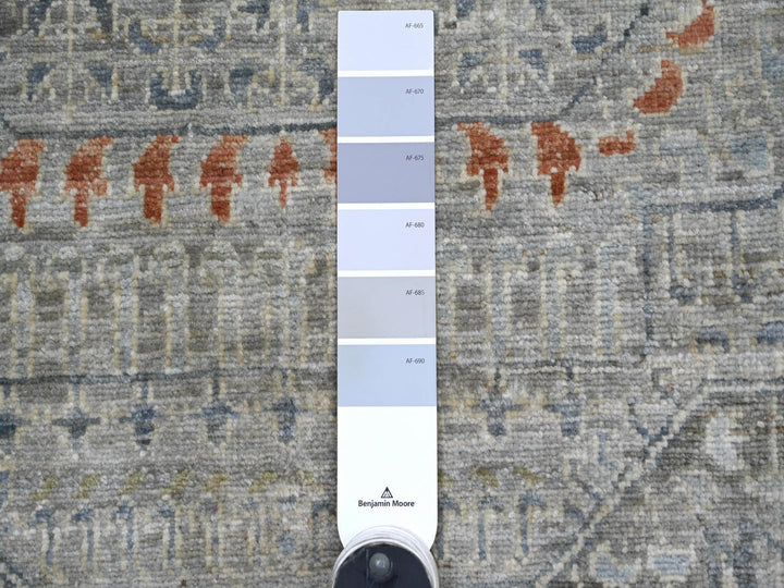 9'9" x 13'11" New Hand Knotted Grey Wool Rectangle Oriental Rug - MOA10222362