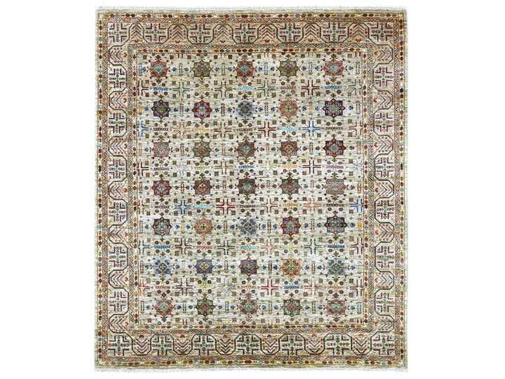 8'3" x 9'4" New Hand Knotted Ivory Wool Rectangle Oriental Rug - MOA10222364