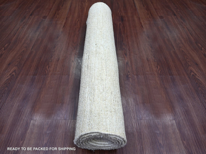 2'10" x 7'11" New Hand Knotted Ivory Wool Runner Oriental Rug - MOA10222368