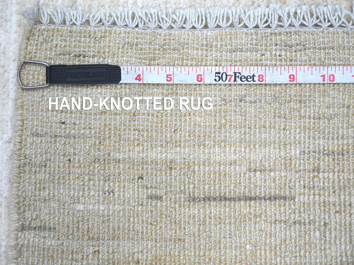 2'10" x 7'11" New Hand Knotted Ivory Wool Runner Oriental Rug - MOA10222368