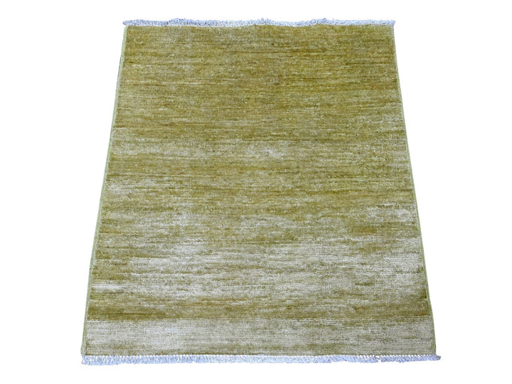 2'6" x 2'10" New Hand Knotted Green Wool Square Oriental Rug - MOA10222369