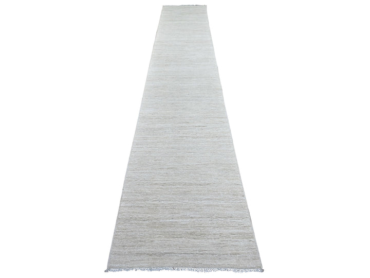 2'6" x 14'4" New Hand Knotted Ivory Wool Runner Oriental Rug - MOA10222370