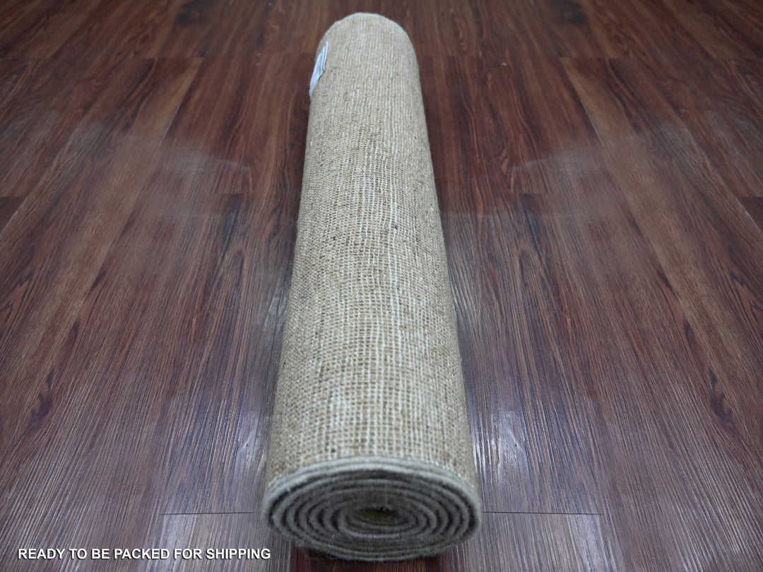2'6" x 7'6" New Hand Knotted Brown Wool Runner Oriental Rug - MOA10222371