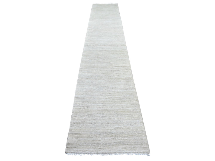 2'6" x 14'3" New Hand Knotted Ivory Wool Runner Oriental Rug - MOA10222373