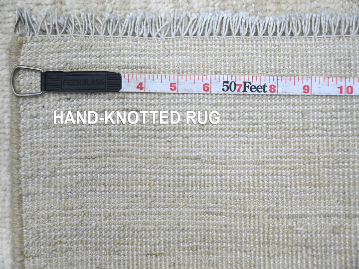 2'6" x 14'3" New Hand Knotted Ivory Wool Runner Oriental Rug - MOA10222373