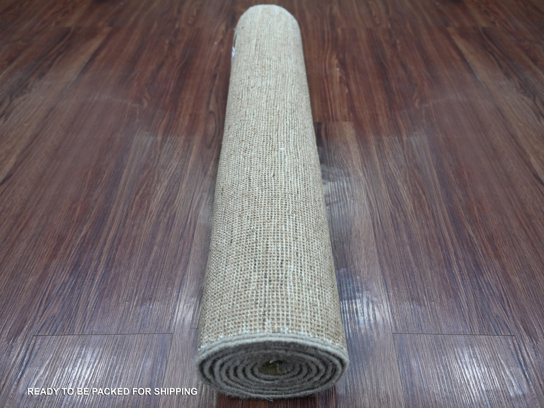 2'6" x 7'6" New Hand Knotted Brown Wool Runner Oriental Rug - MOA10222374
