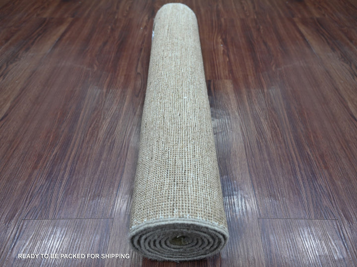 2'6" x 7'6" New Hand Knotted Brown Wool Runner Oriental Rug - MOA10222374