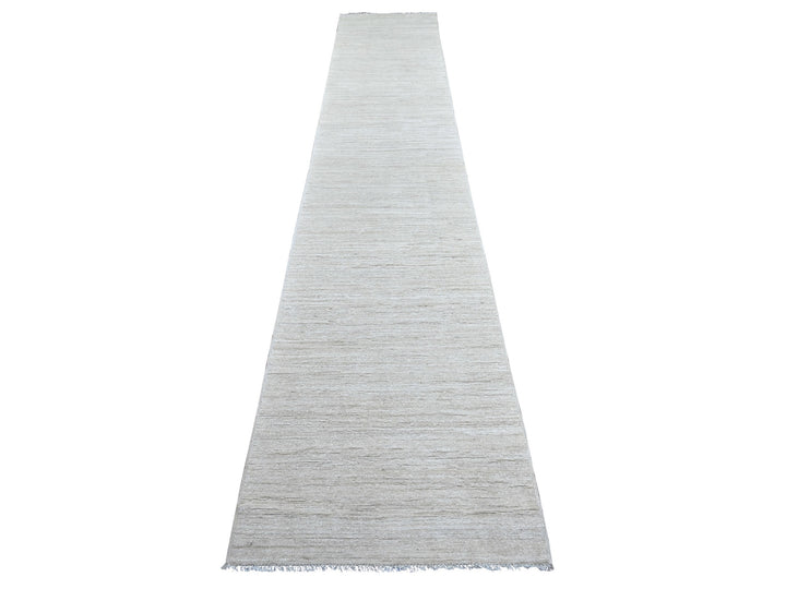 2'6" x 14'4" New Hand Knotted Ivory Wool Runner Oriental Rug - MOA10222375