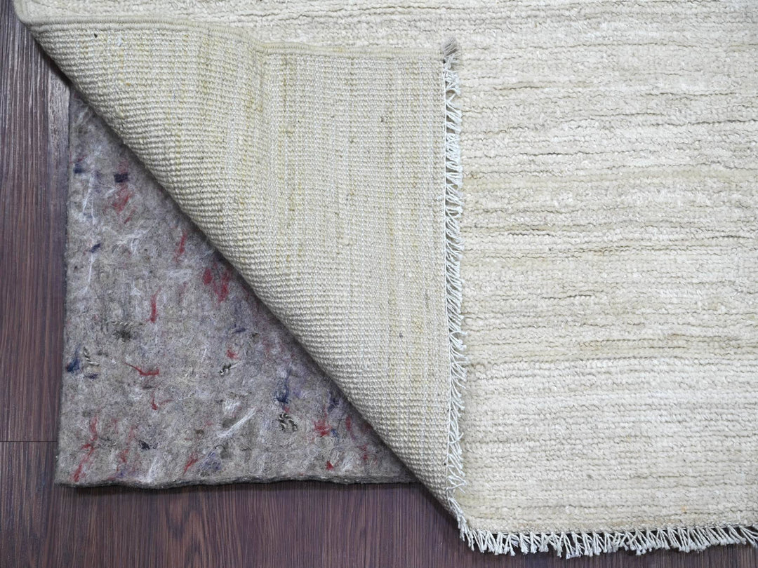 2'6" x 14'4" New Hand Knotted Ivory Wool Runner Oriental Rug - MOA10222375