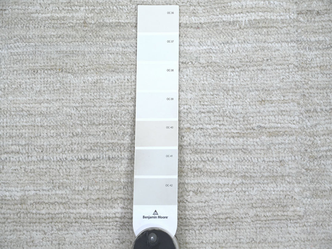 2'6" x 14'4" New Hand Knotted Ivory Wool Runner Oriental Rug - MOA10222375