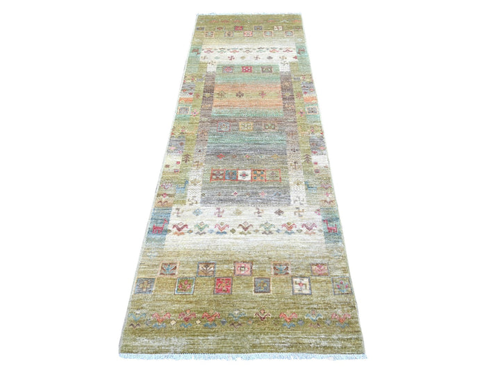 2'8" x 8'2" New Hand Knotted Green Wool Runner Oriental Rug - MOA10222377