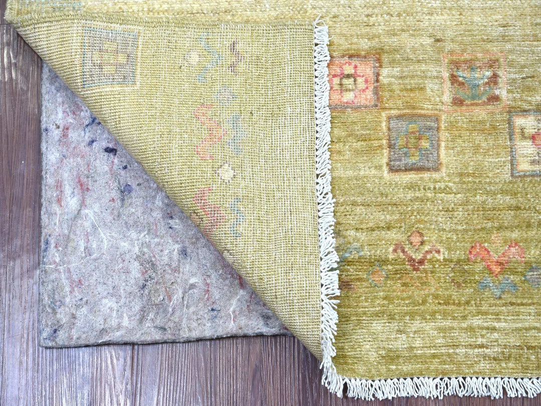 2'8" x 8'2" New Hand Knotted Green Wool Runner Oriental Rug - MOA10222377