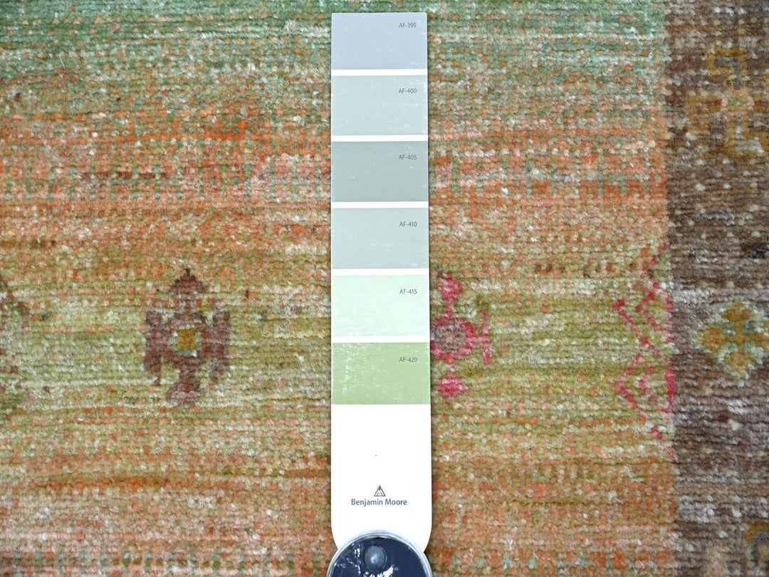 2'8" x 8'2" New Hand Knotted Green Wool Runner Oriental Rug - MOA10222377
