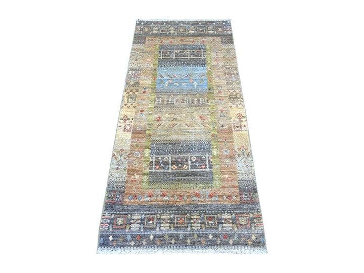 2'7" x 5'9" New Hand Knotted Grey Wool Runner Oriental Rug - MOA10222378