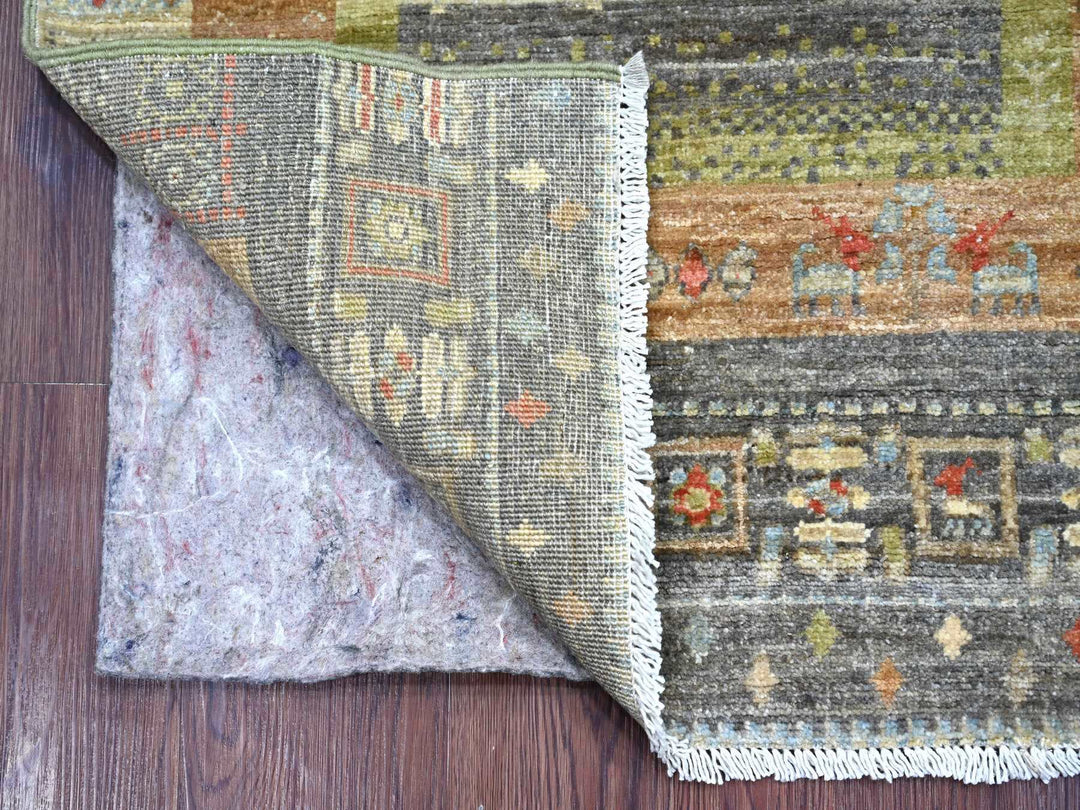 2'7" x 5'9" New Hand Knotted Grey Wool Runner Oriental Rug - MOA10222378