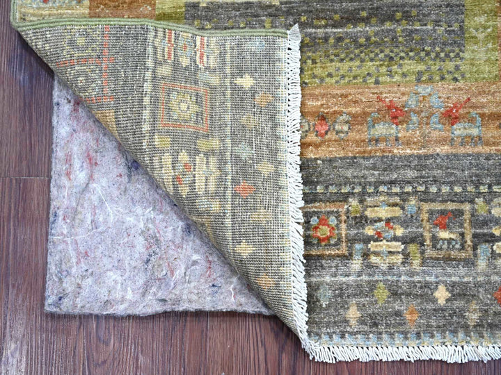 2'7" x 5'9" New Hand Knotted Grey Wool Runner Oriental Rug - MOA10222378