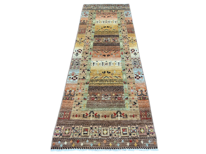 2'7" x 7'9" New Hand Knotted Brown Wool Runner Oriental Rug - MOA10222379