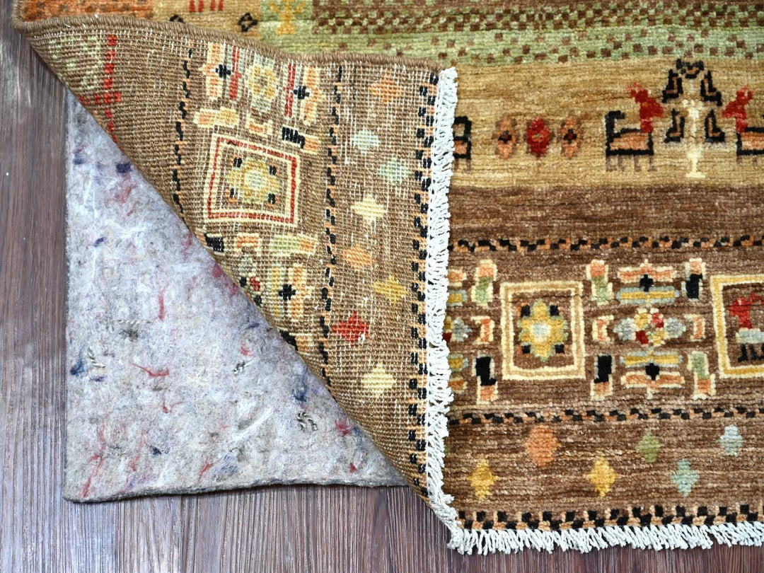 2'7" x 7'9" New Hand Knotted Brown Wool Runner Oriental Rug - MOA10222379