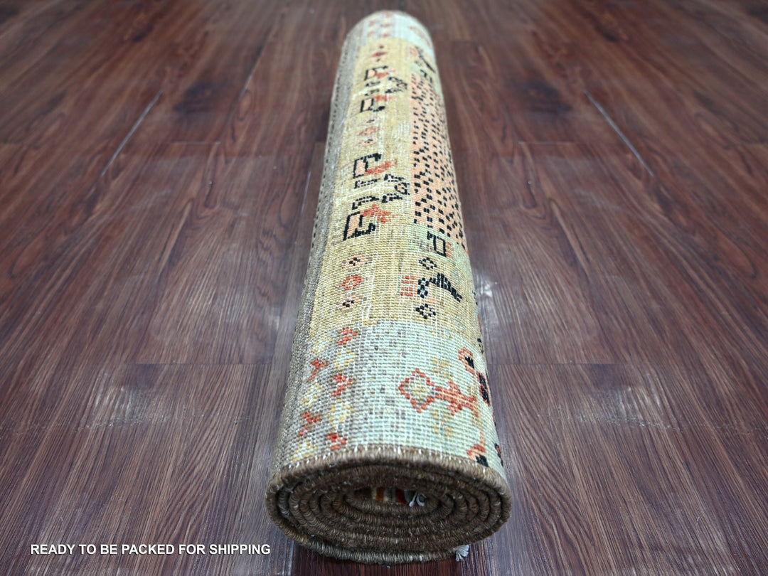 2'7" x 7'9" New Hand Knotted Brown Wool Runner Oriental Rug - MOA10222379