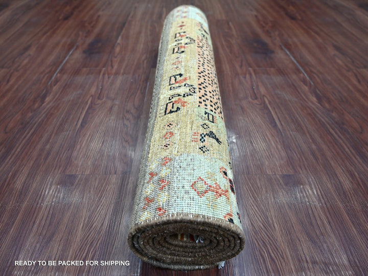 2'7" x 7'9" New Hand Knotted Brown Wool Runner Oriental Rug - MOA10222379