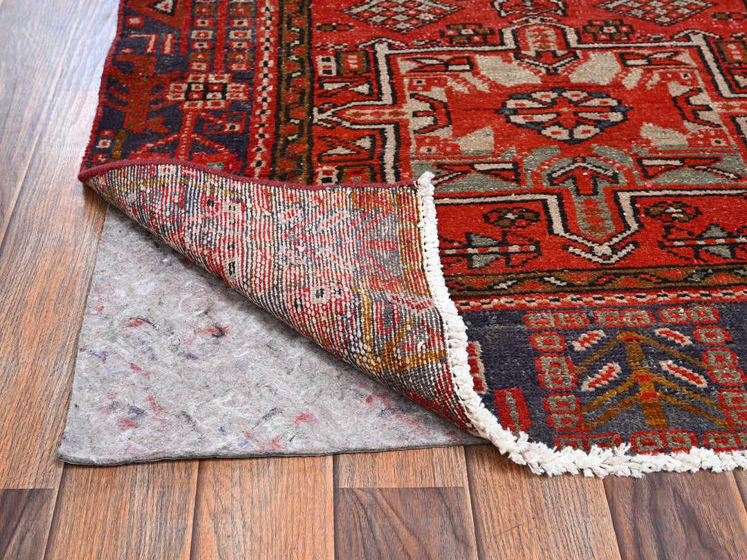 3'2" x 5'10" Vintage Hand Knotted Red Wool Rectangle Oriental Rug - MOA1022237