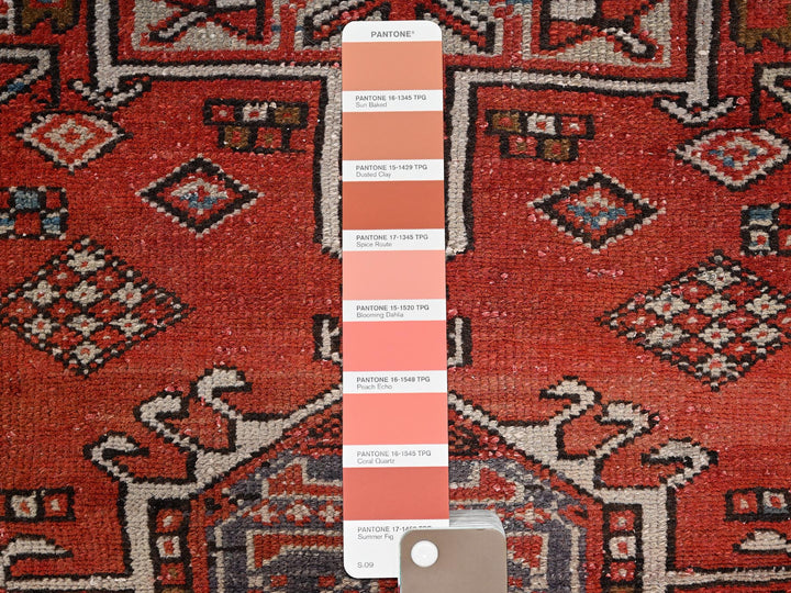 3'2" x 5'10" Vintage Hand Knotted Red Wool Rectangle Oriental Rug - MOA1022237