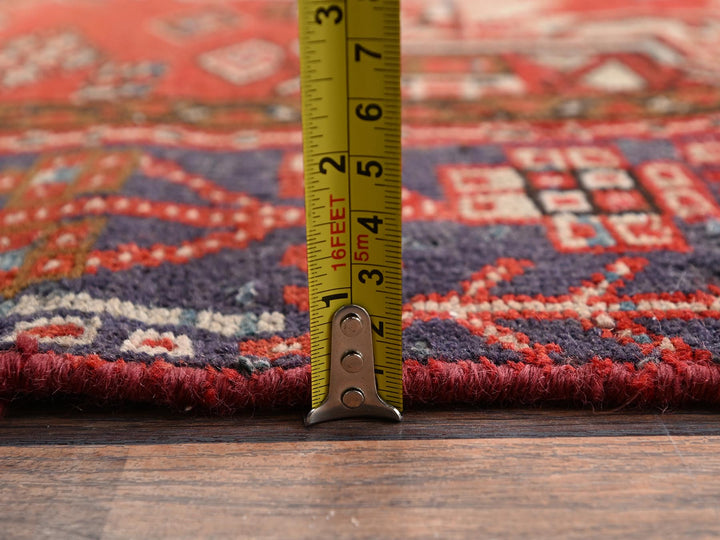 3'2" x 5'10" Vintage Hand Knotted Red Wool Rectangle Oriental Rug - MOA1022237