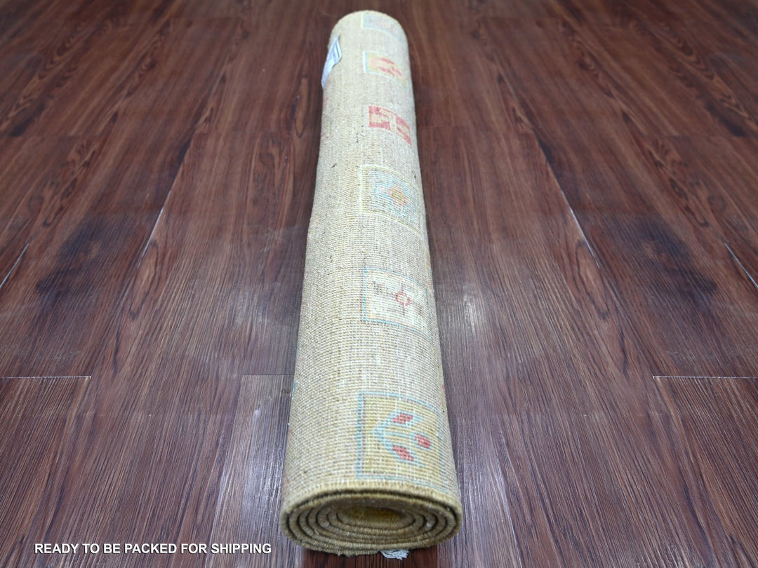 2'7" x 5'7" New Hand Knotted Beige Wool Runner Oriental Rug - MOA10222380