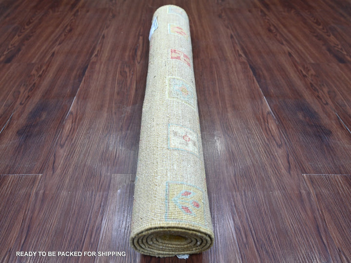 2'7" x 5'7" New Hand Knotted Beige Wool Runner Oriental Rug - MOA10222380