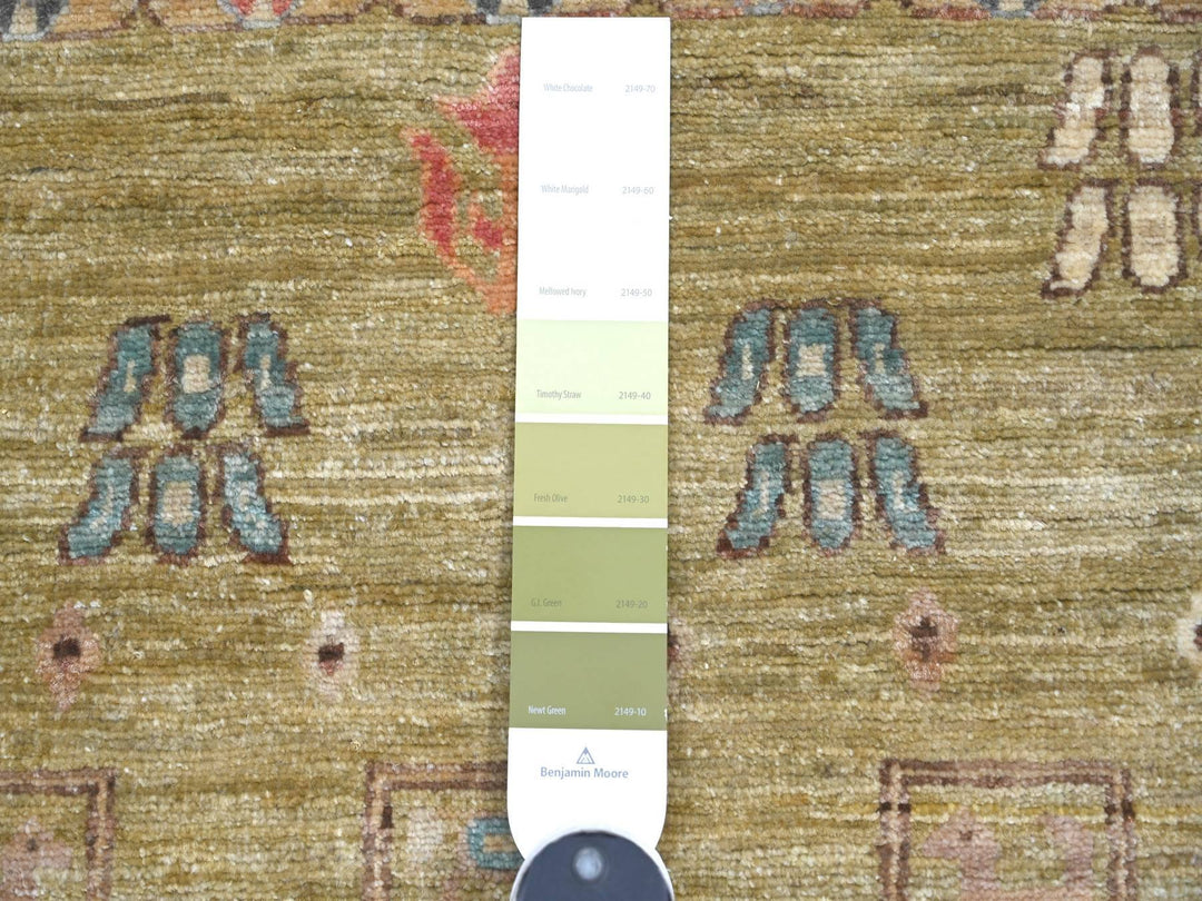 2'8" x 7'11" New Hand Knotted Green Wool Runner Oriental Rug - MOA10222381