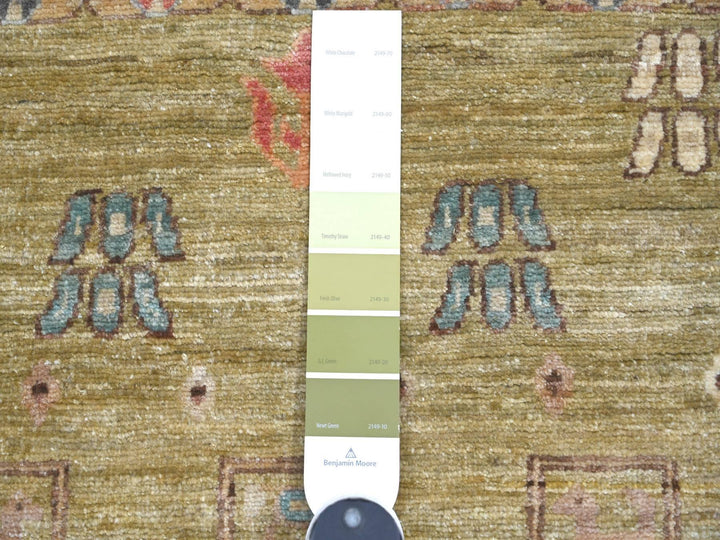 2'8" x 7'11" New Hand Knotted Green Wool Runner Oriental Rug - MOA10222381
