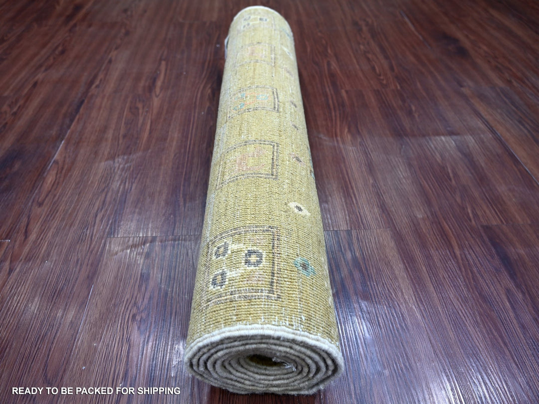 2'8" x 7'11" New Hand Knotted Green Wool Runner Oriental Rug - MOA10222381